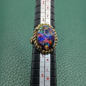 ✨ Vintage 14K Rolled gold Plated Faux Opal Statement Ring ✨